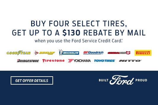 Buy four select tires, get up to a $130 rebate by mail.